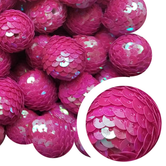 hot pink sequin mermaid tail 22mm bubblegum beads