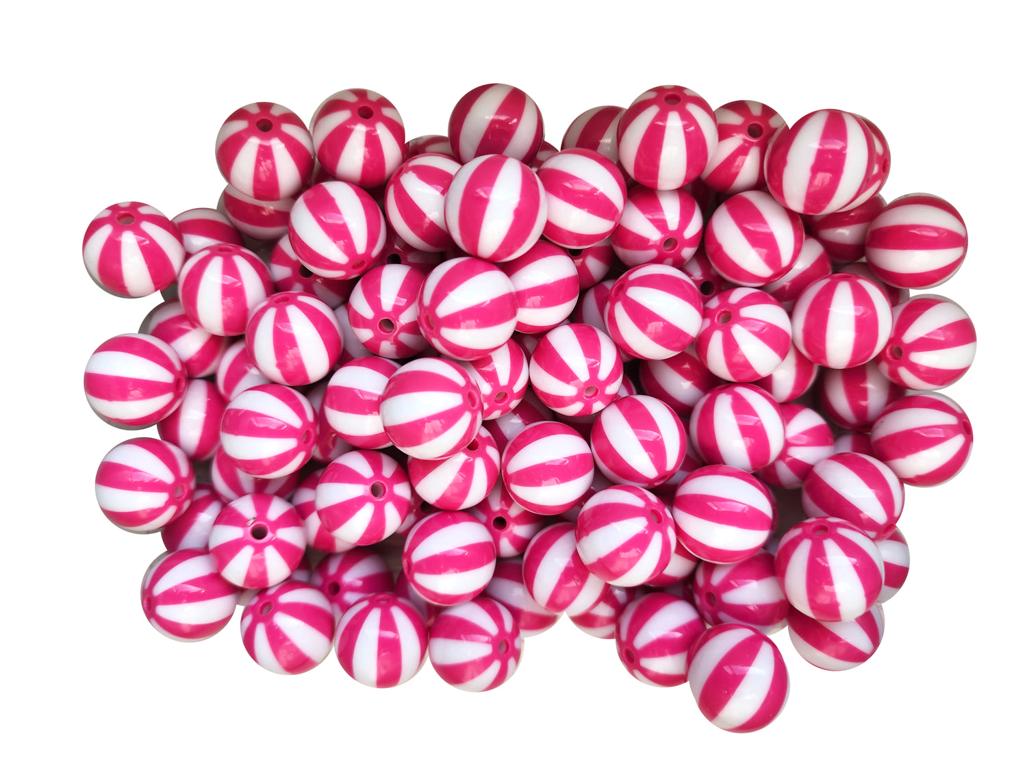hot pink vertical striped 20mm bubblegum beads