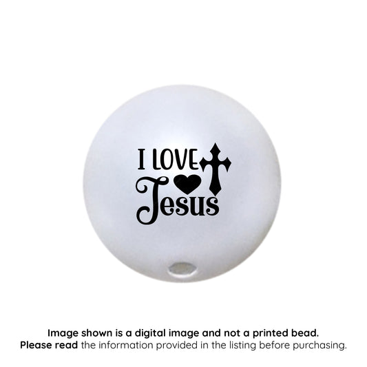 i love jesus custom printed 20mm bubblegum beads