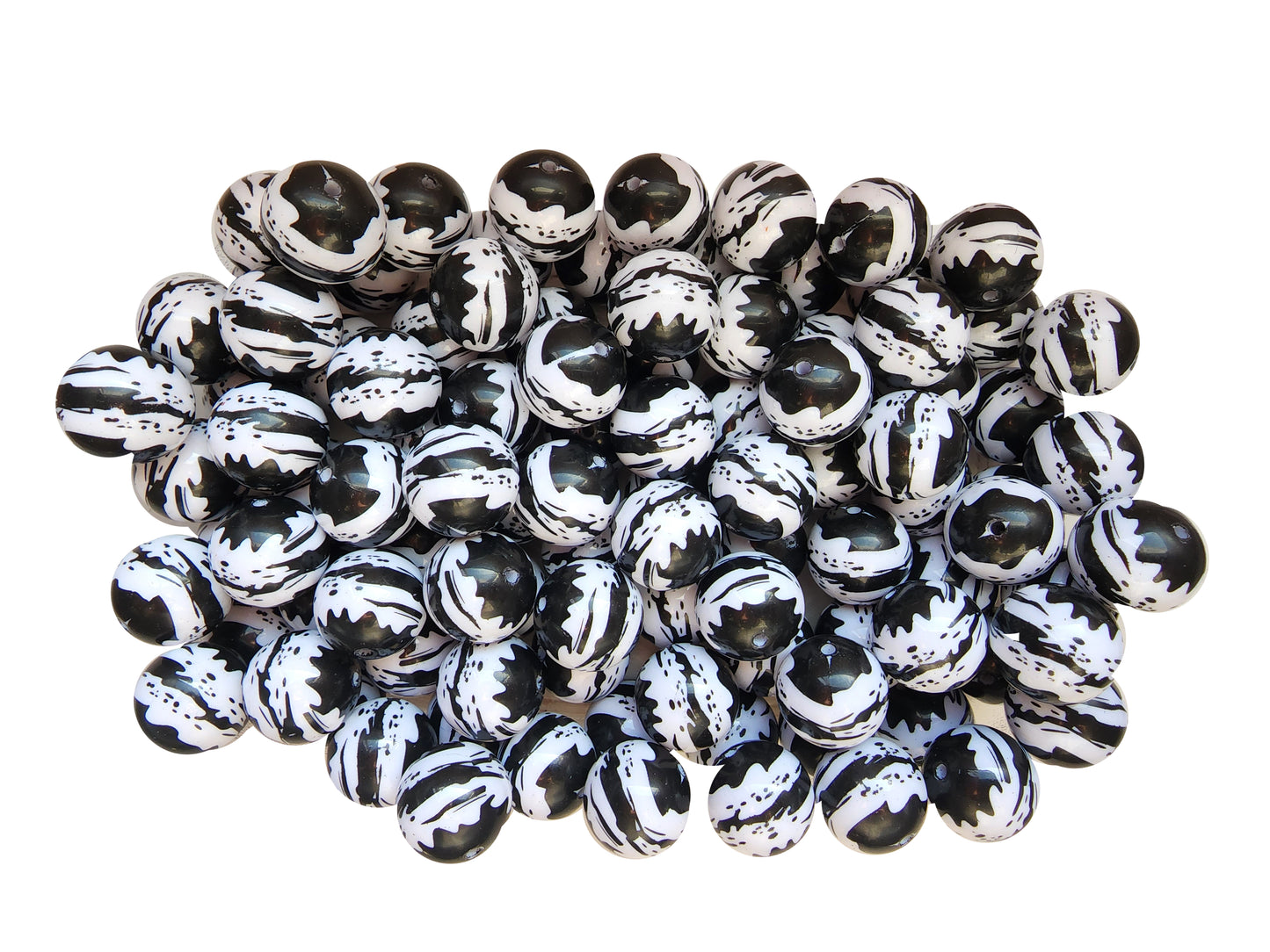 ink blots 20mm printed wholesale bubblegum beads