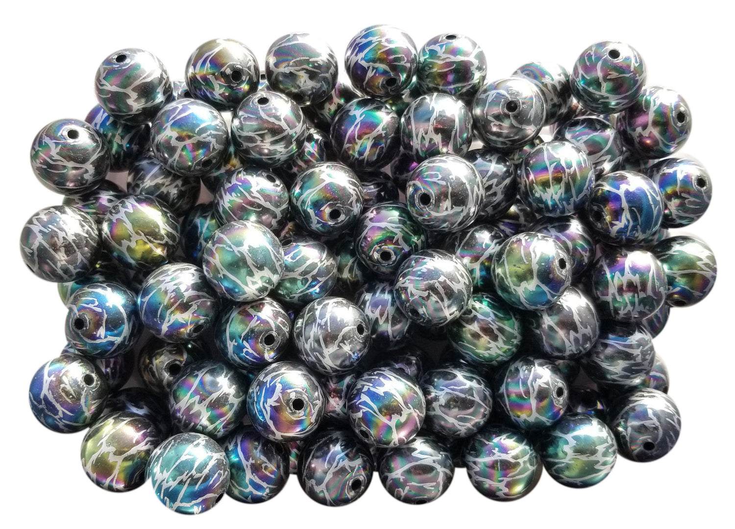 iridescent lightning 20mm printed bubblegum beads