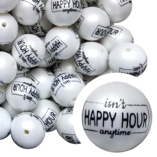 isn't happy hour anytime 20mm printed bubblegum beads