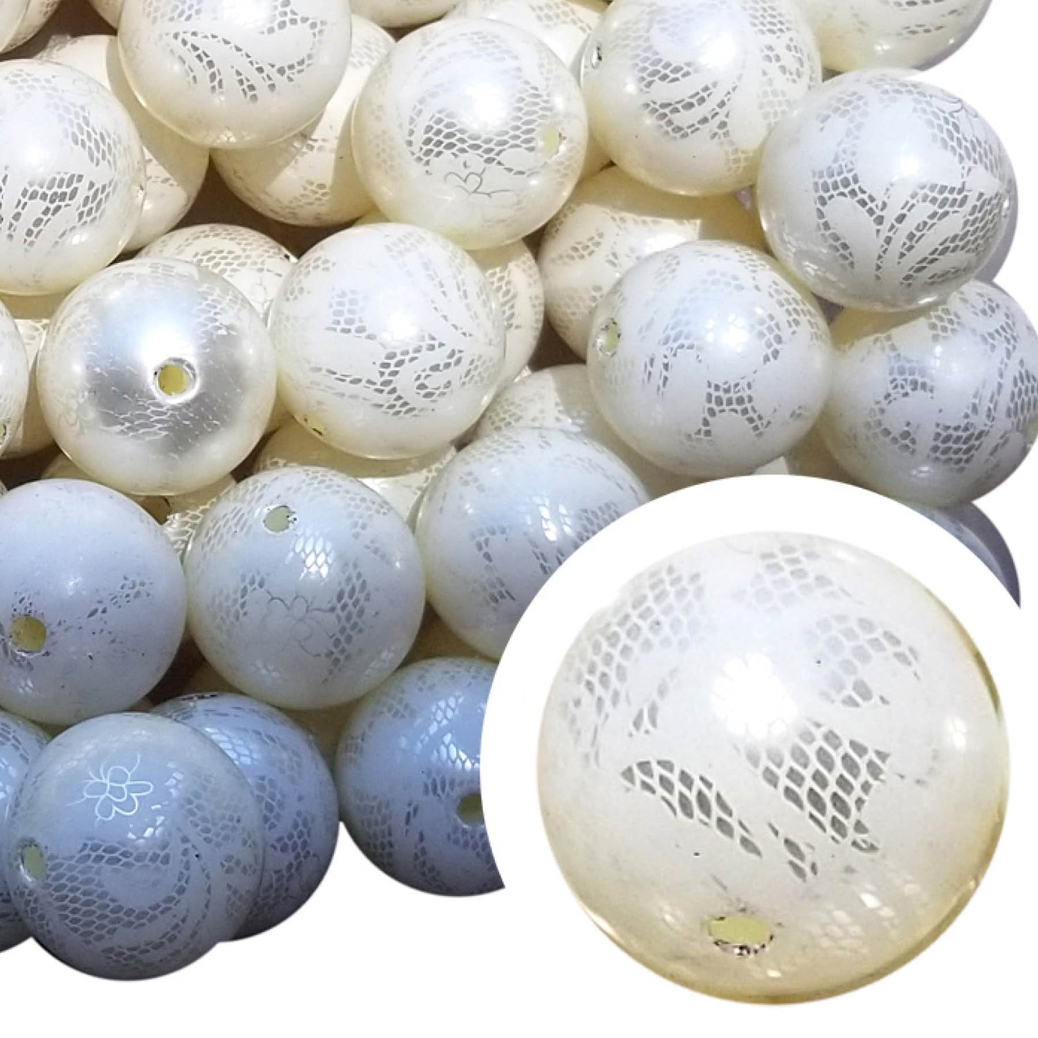 ivory pearl lace 20mm bubblegum beads