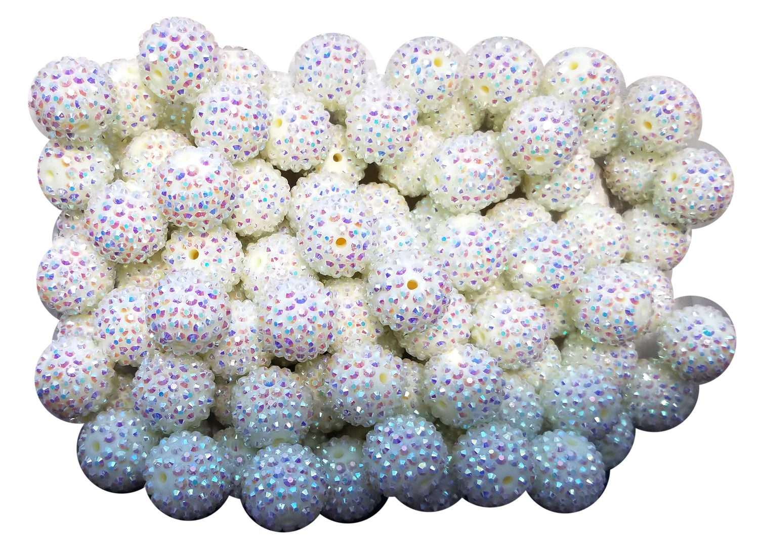 ivory rhinestone 20mm bubblegum beads