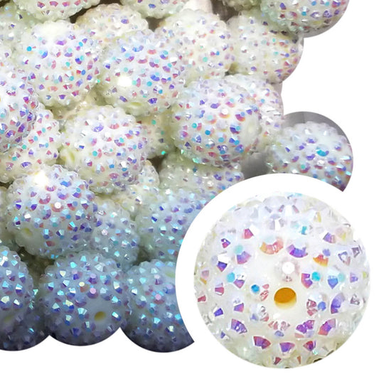 ivory rhinestone 20mm bubblegum beads