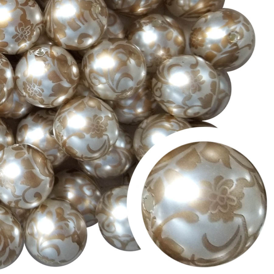 ivory vines 20mm printed bubblegum beads