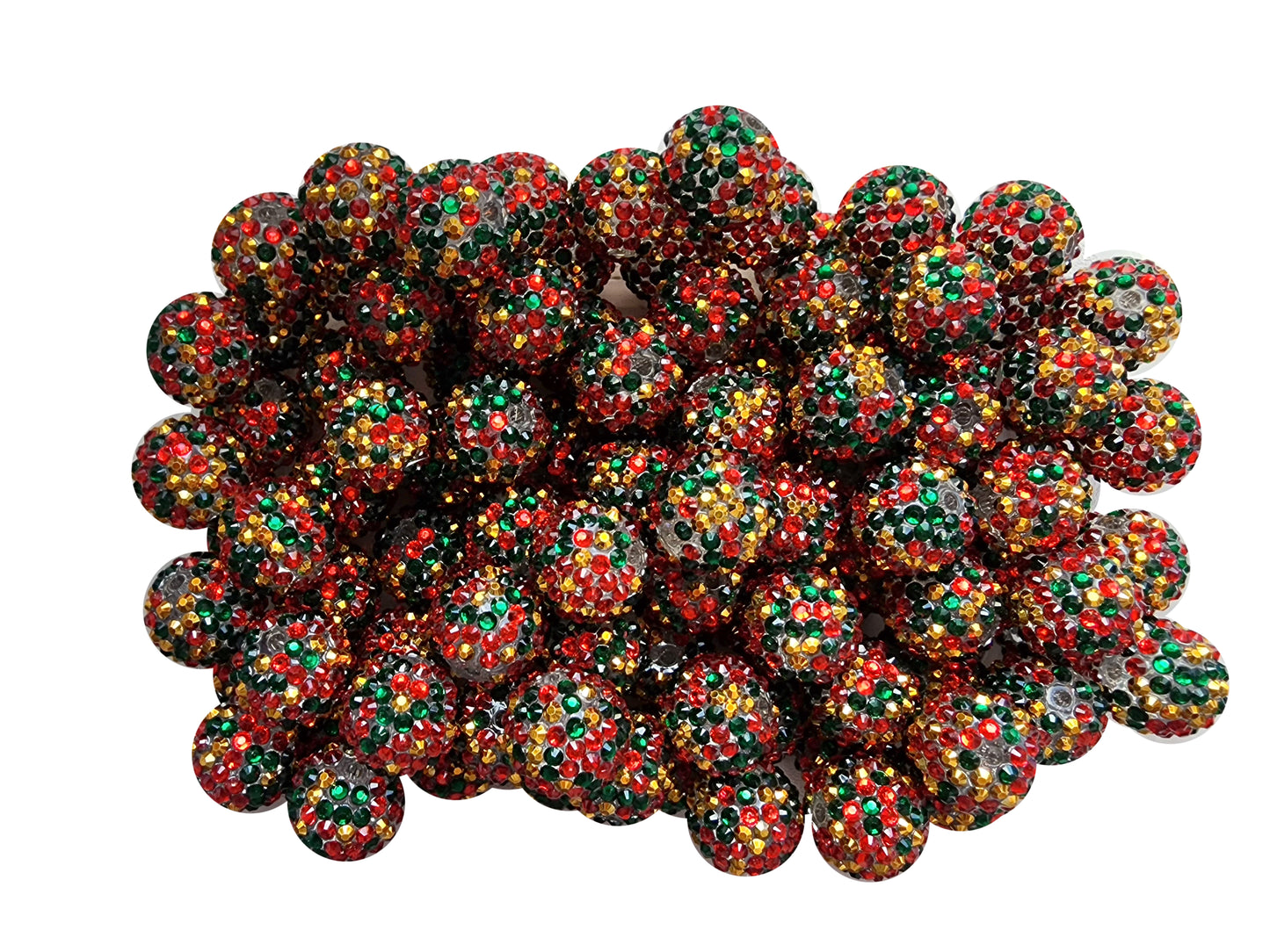 jingle bells rhinestone 20mm bubblegum beads