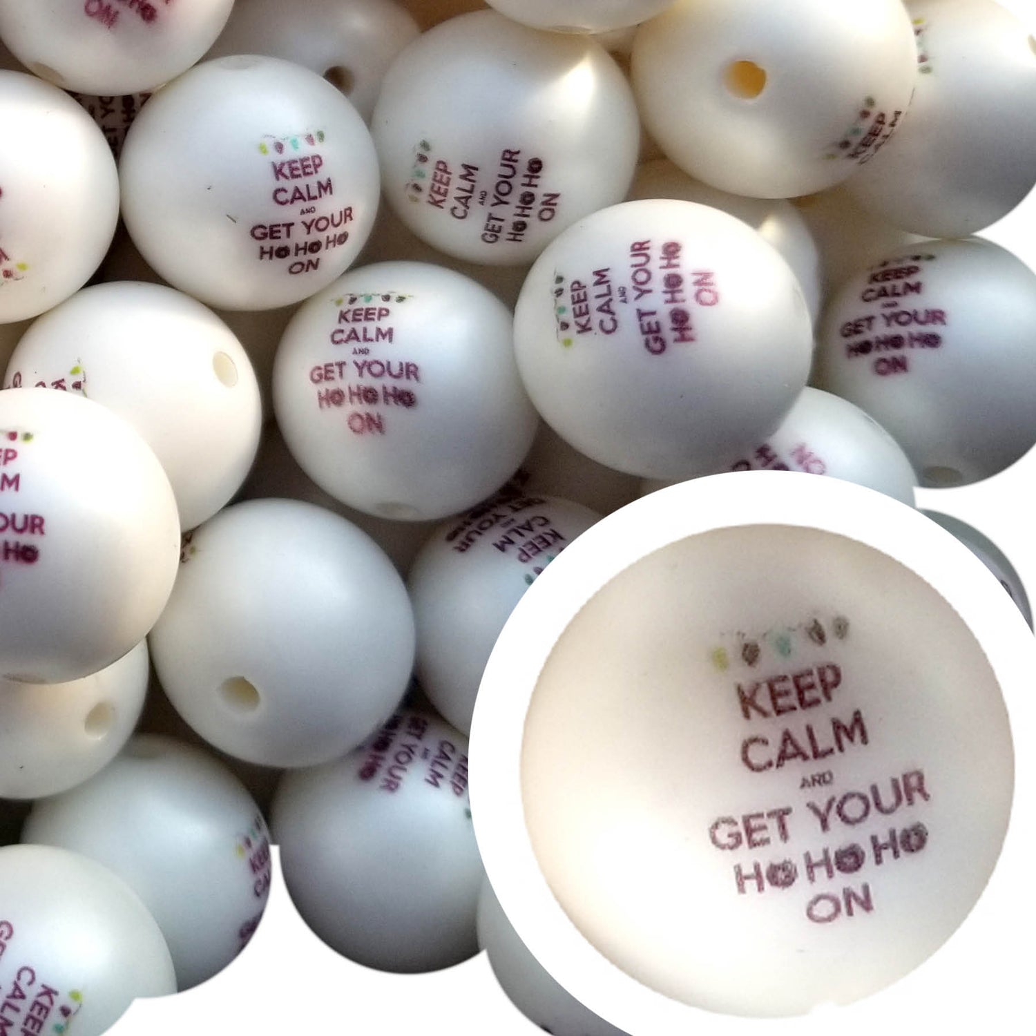 keep calm and get your ho ho ho on 20mm printed bubblegum beads