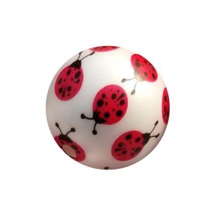 ladybug 20mm printed bubblegum beads