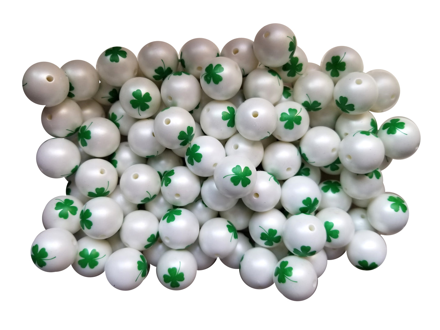 large 4 leaf clover 20mm printed bubblegum beads