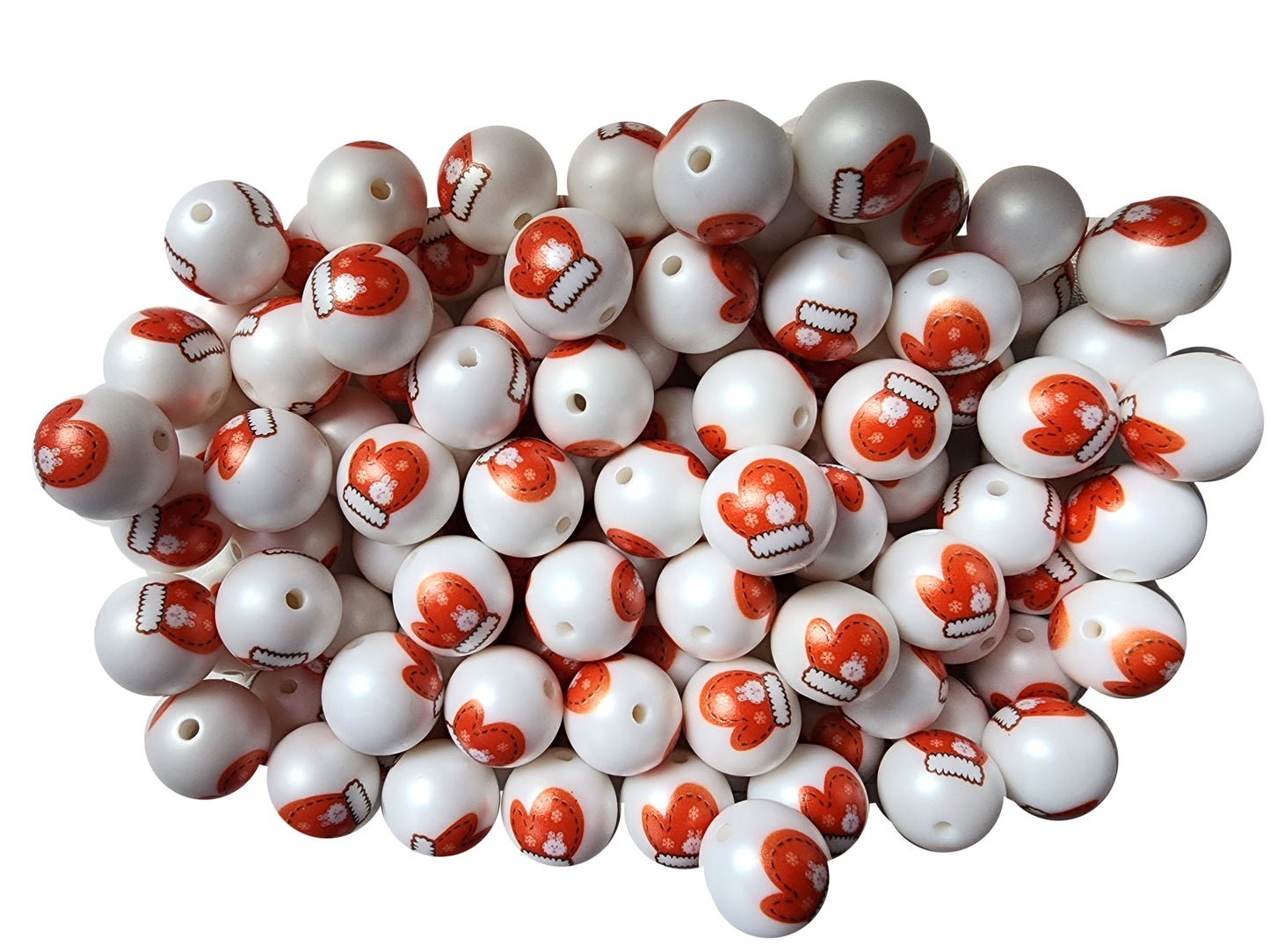large mitten 20mm printed wholesale bubblegum beads