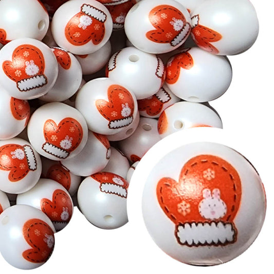 large mitten 20mm printed bubblegum beads