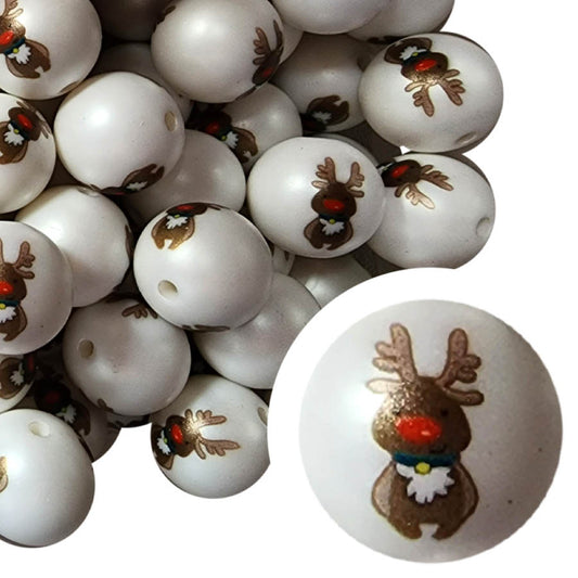 large reindeer 20mm printed wholesale bubblegum beads