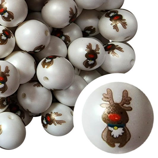 large reindeer 20mm printed bubblegum beads