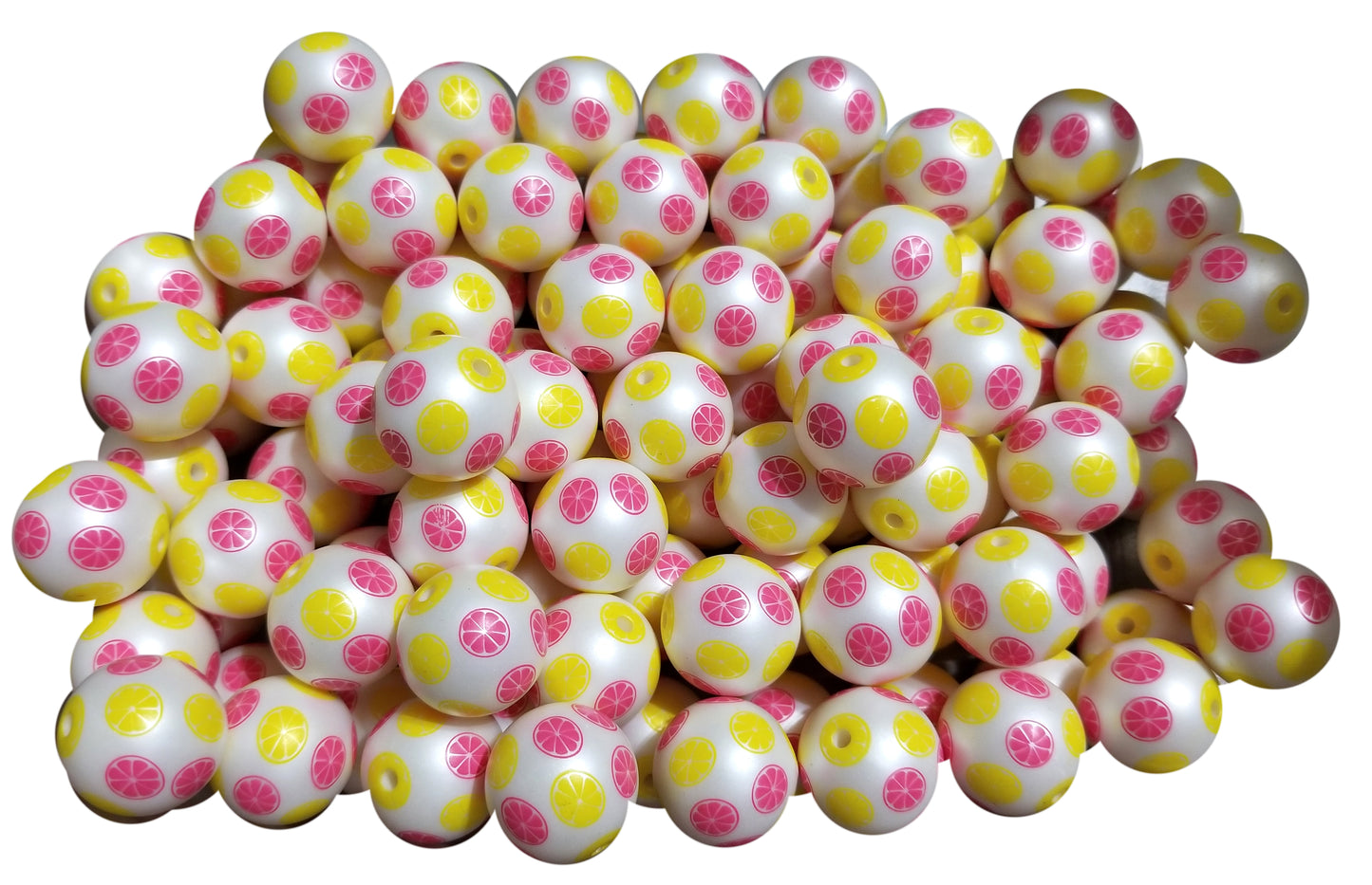 lemons & grapefruits 20mm printed bubblegum beads