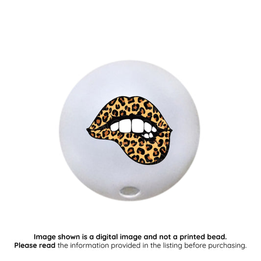 leopard print lips custom printed 20mm bubblegum beads