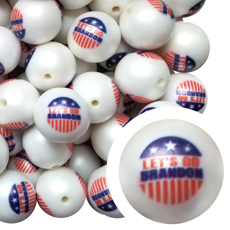 let's go brandon 20mm printed wholesale bubblegum beads