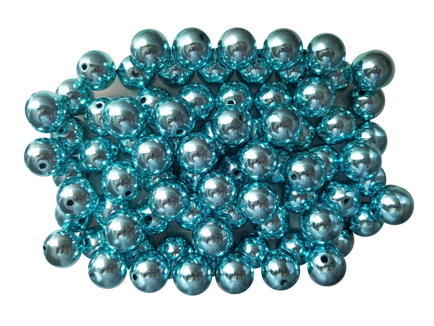 light aqua metallic 20mm bubblegum beads