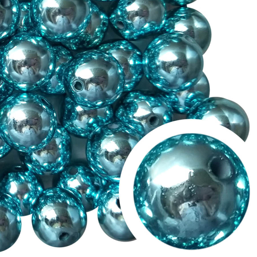 light aqua metallic 20mm bubblegum beads