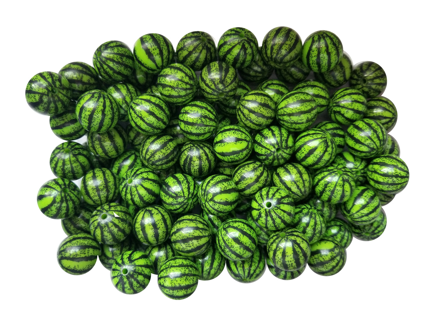 light green whole watermelon 20mm printed bubblegum beads