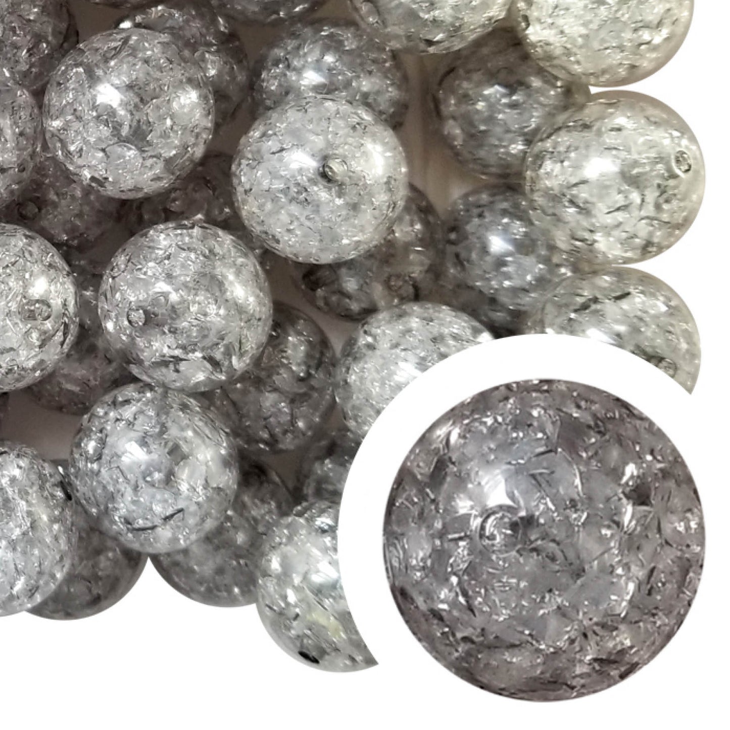 light gray crackle 20mm bubblegum beads