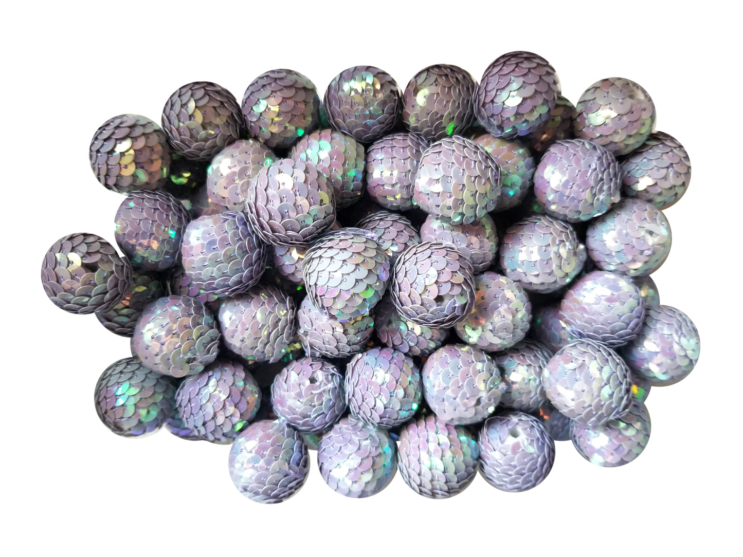 light purple sequin mermaid tail 22mm bubblegum beads
