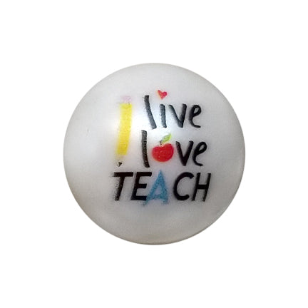 live love teach 20mm printed bubblegum beads