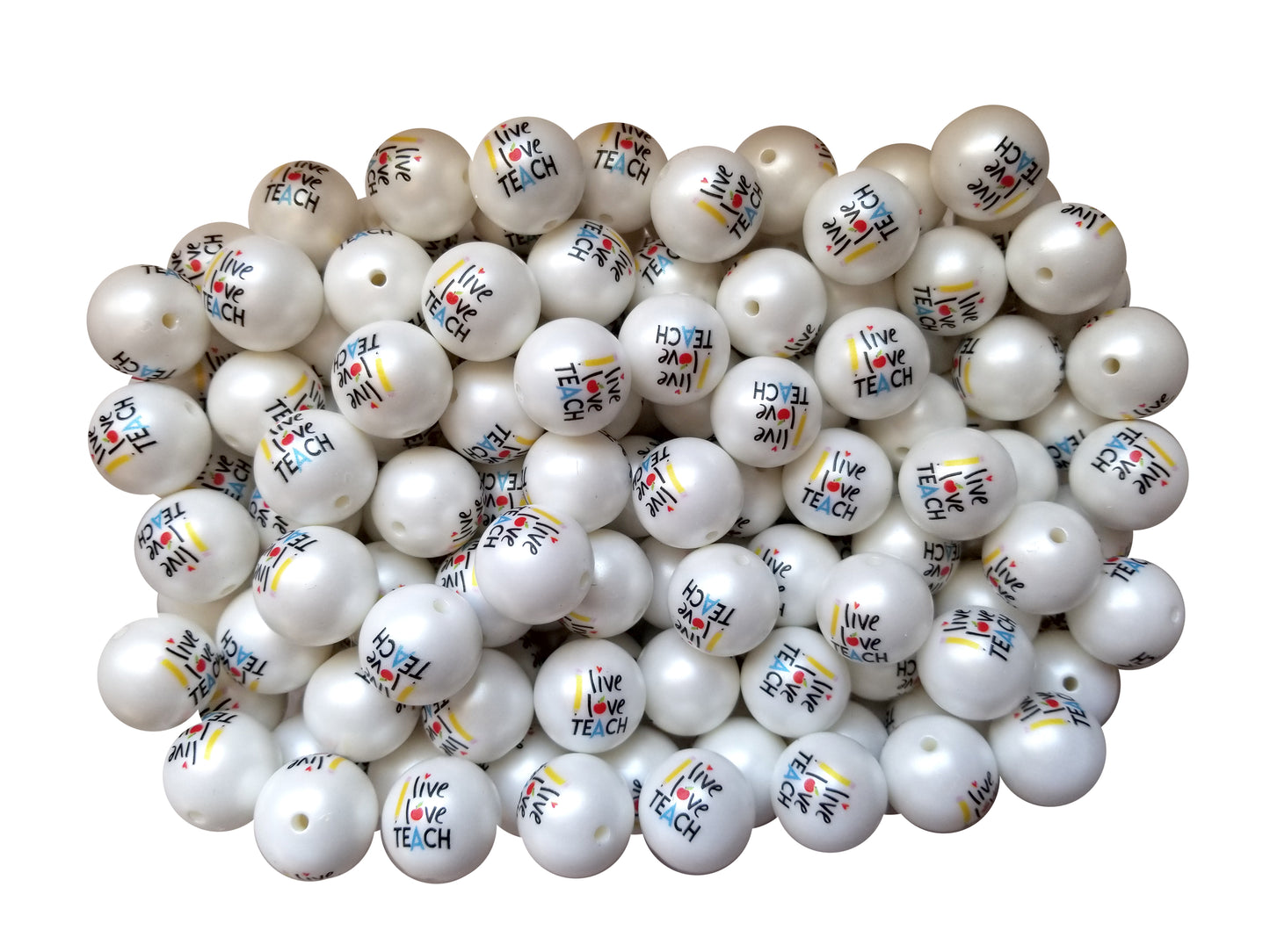 live love teach custom printed 20mm bubblegum beads