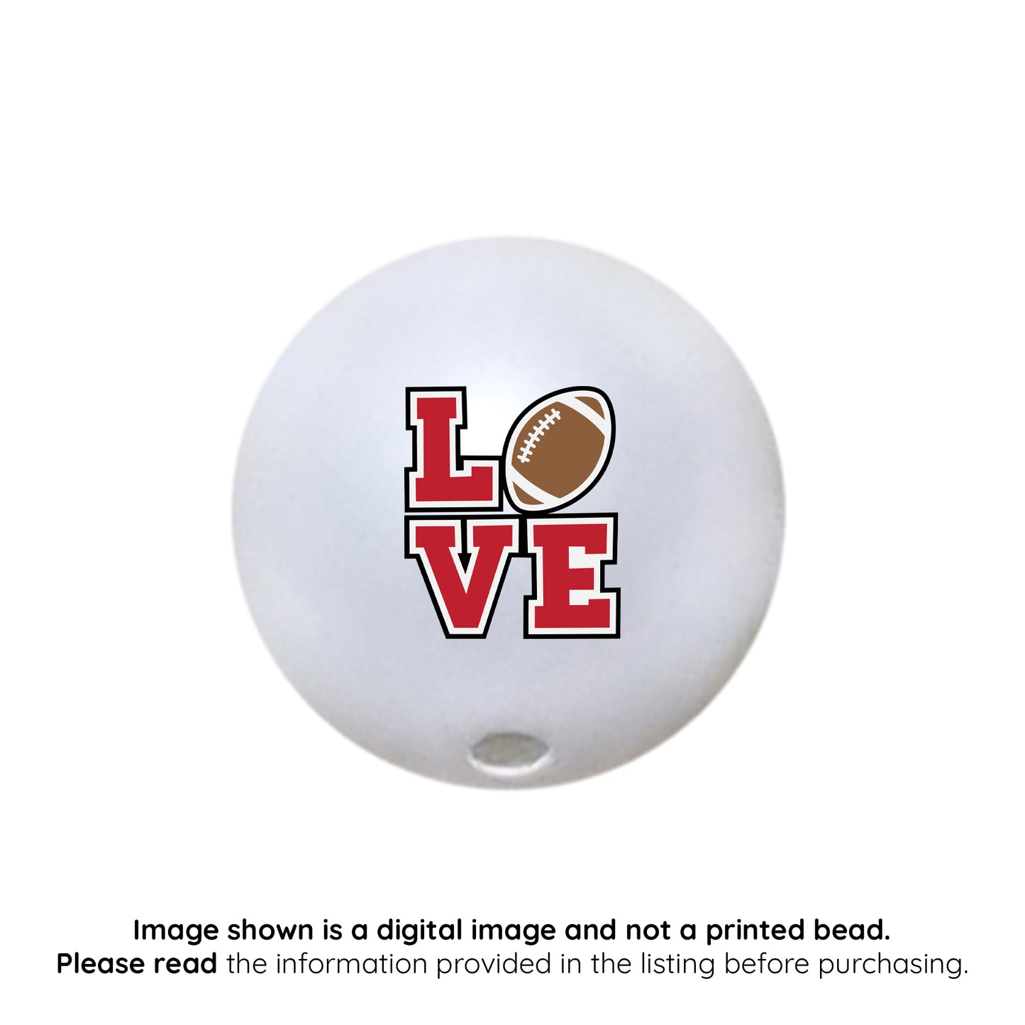love football custom printed 20mm bubblegum beads