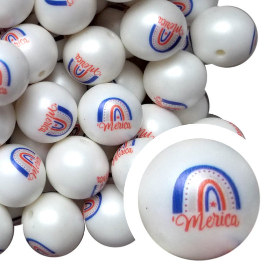 'merica USA rainbow 20mm printed bubblegum beads
