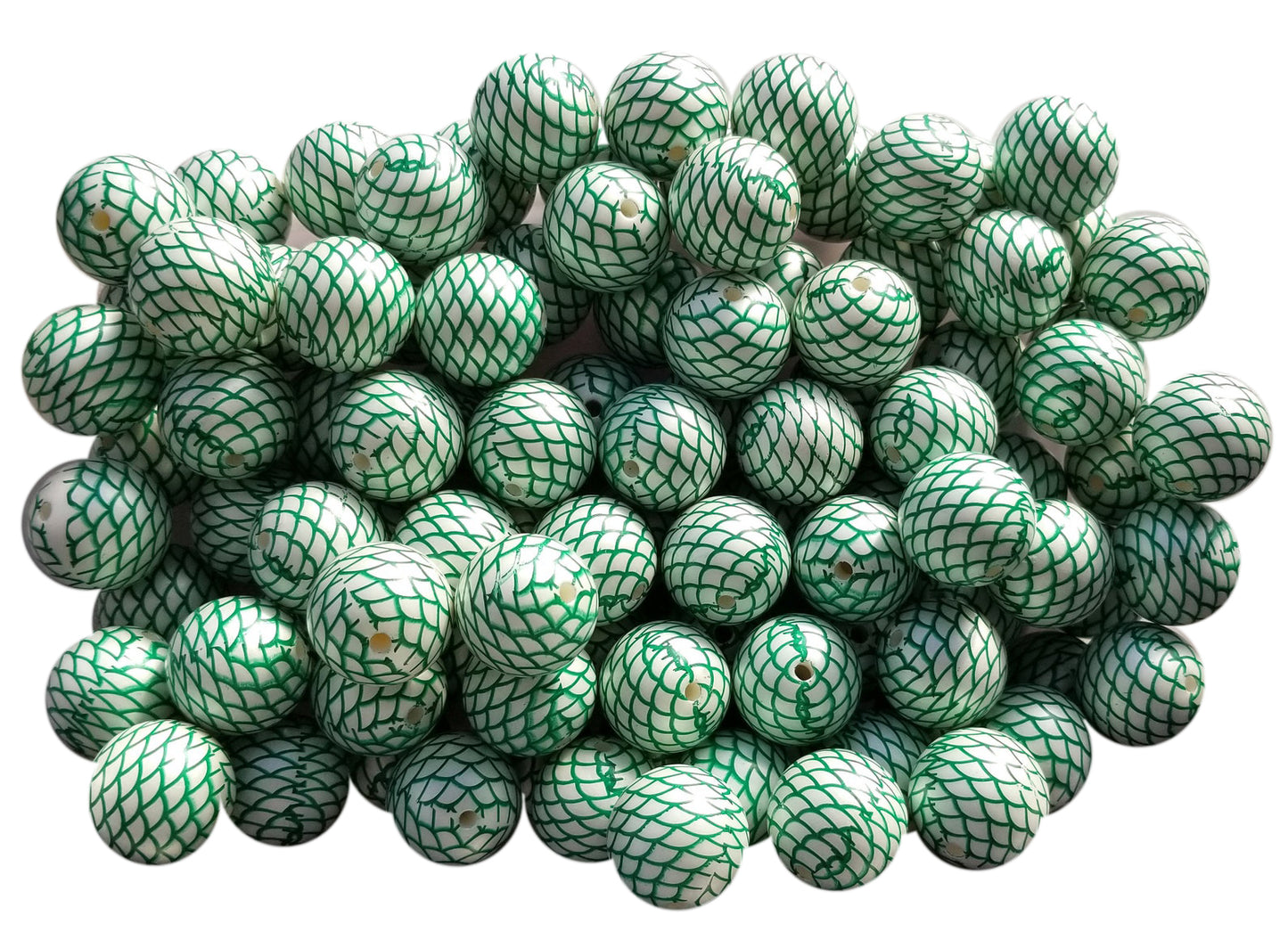 mermaid scales 20mm printed bubblegum beads