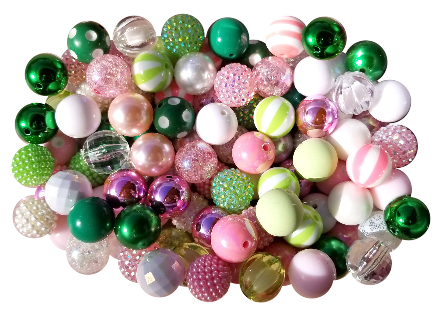 mint pink mixed 20mm bubblegum beads