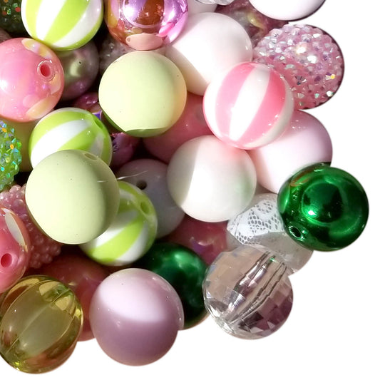 mint pink mixed 20mm bubblegum beads