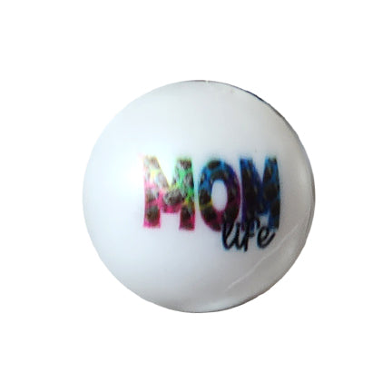 mom life 20mm printed bubblegum beads