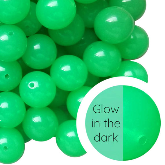 neon green glow in the dark 20mm bubblegum beads