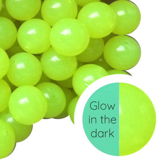 neon yellow glow in the dark 20mm bubblegum beads