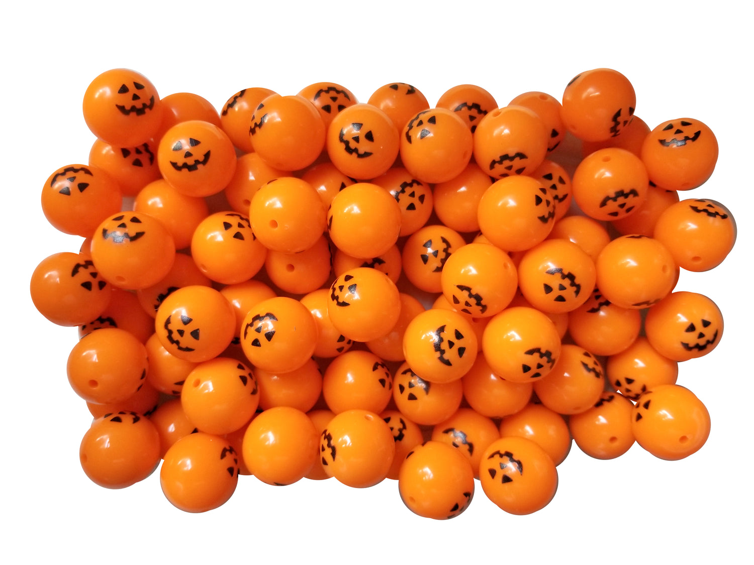 opaque orange pumpkin 20mm printed bubblegum beads