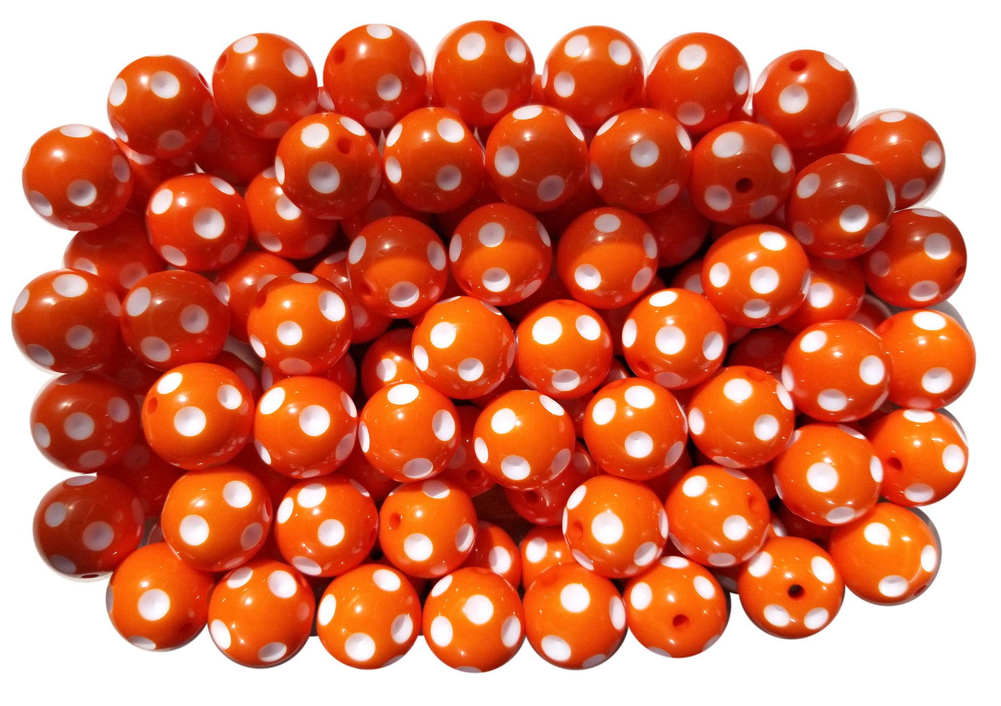 orange dots 20mm bubblegum beads