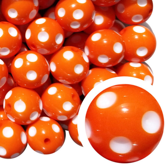 orange dots 20mm bubblegum beads