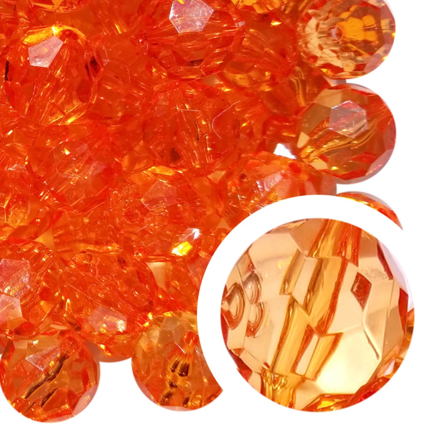 orange faceted 20mm bubblegum beads