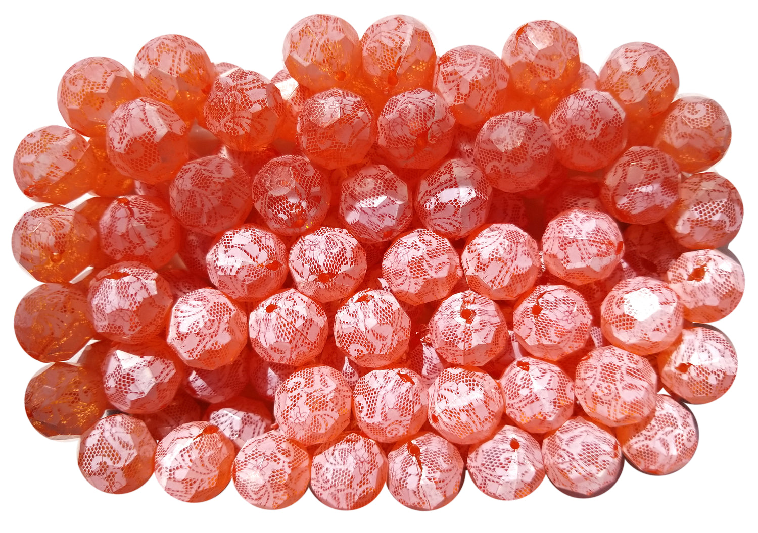 orange faceted lace 20mm bubblegum beads