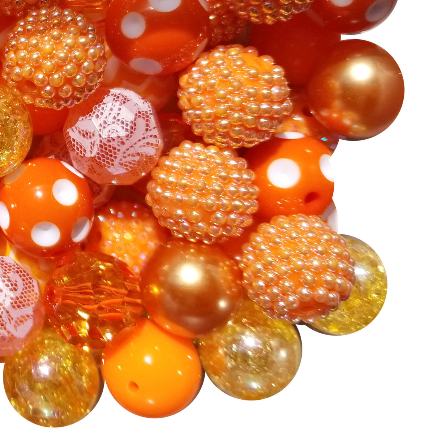 orange mixed 20mm bubblegum beads
