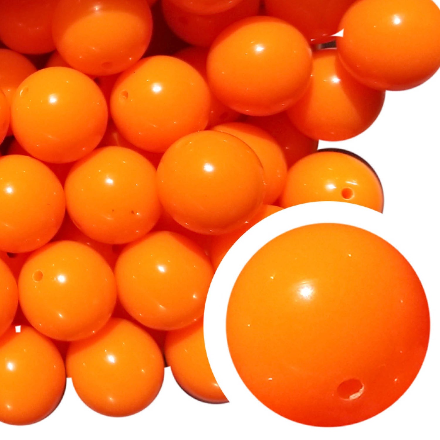 orange plain 20mm bubblegum beads