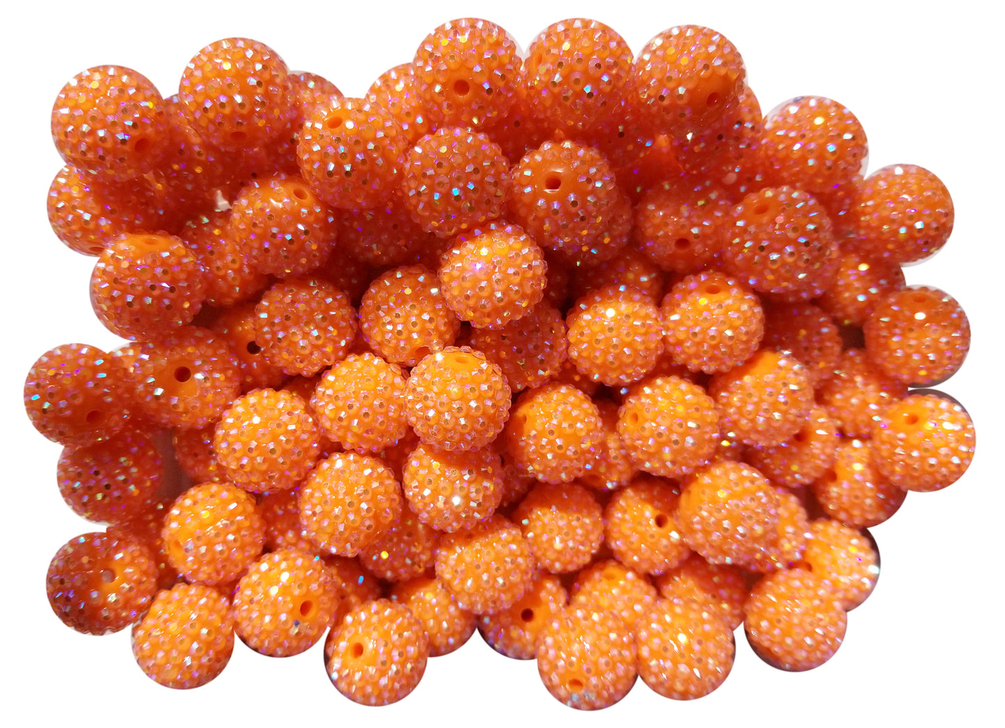 orange rhinestone 20mm bubblegum beads