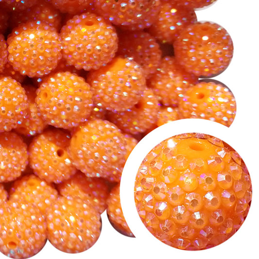 orange rhinestone 20mm bubblegum beads