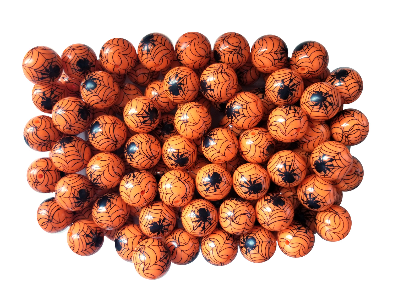 orange spider web 20mm printed bubblegum beads