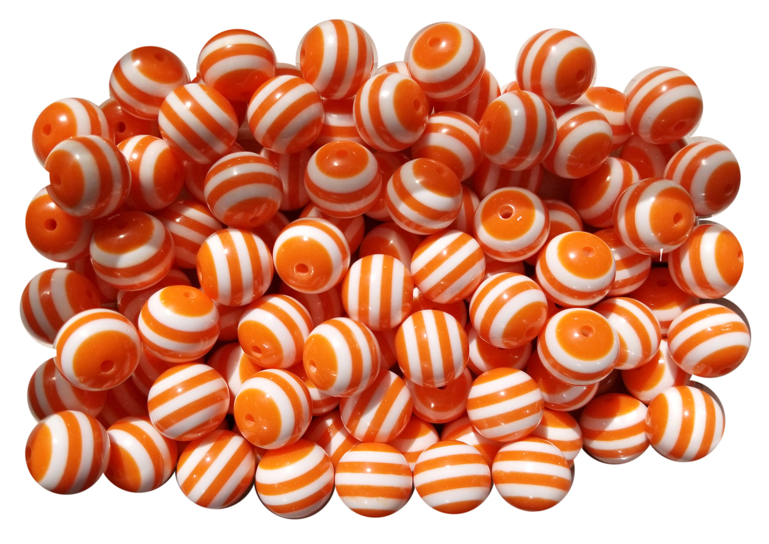 orange striped 20mm bubblegum beads