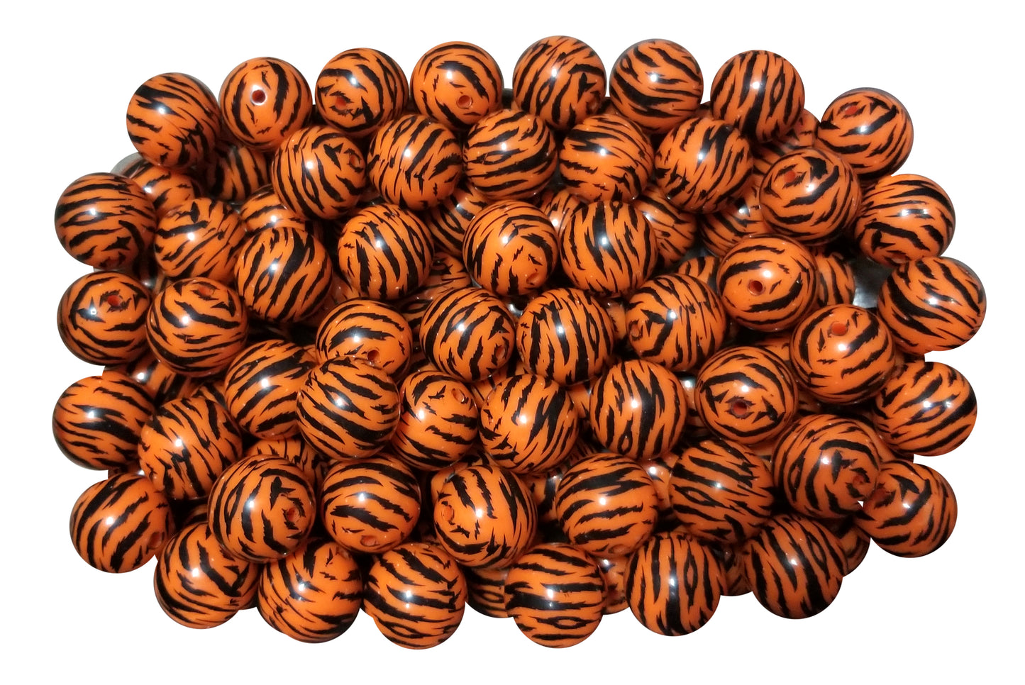 orange tiger print 20mm printed bubblegum beads