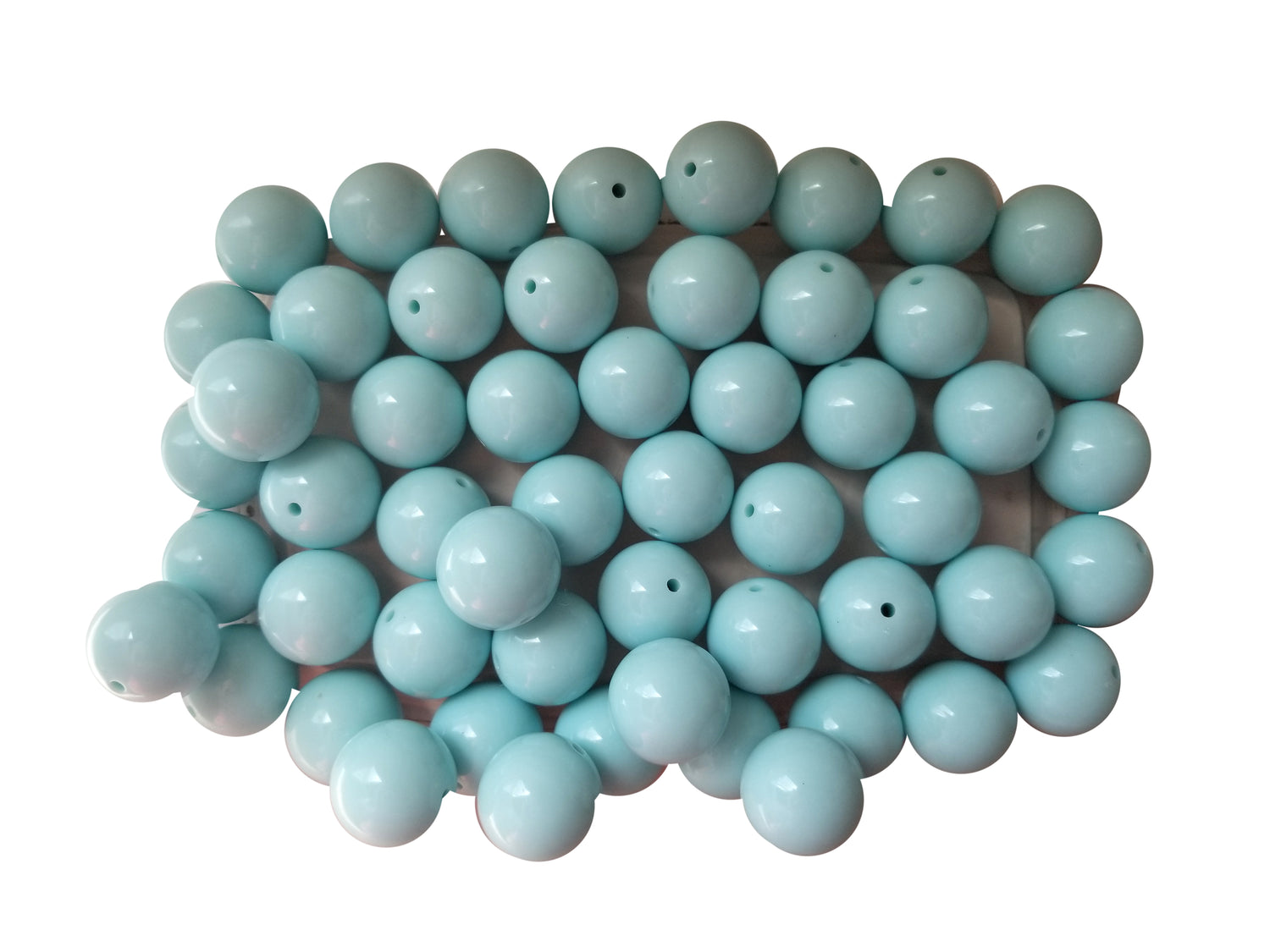 pale blue plain 20mm bubblegum beads