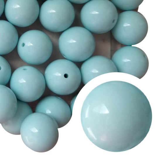 pale blue plain 20mm bubblegum beads